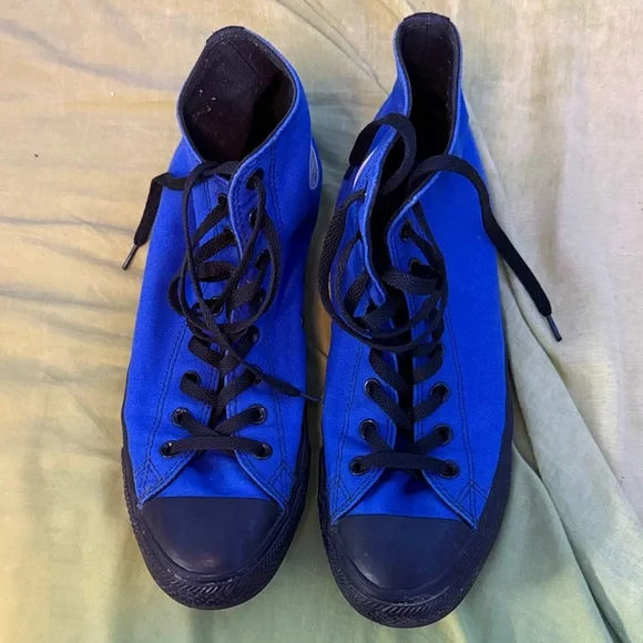 Converse - Bold Blue w/ Black High Tops - Picture 1 of 3